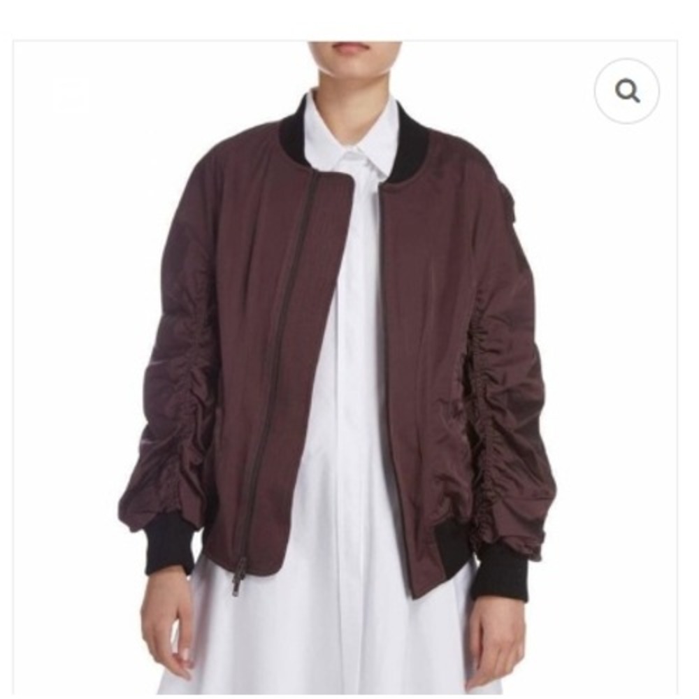 Donna Karan Bomber Jacket Ruched Front/Sleeve XL Purple NWT 90s Revival Layering